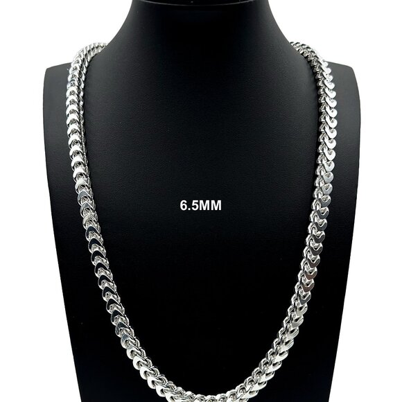 Real 925 SOLID Sterling Silver 6.5mm Franco Link Chain Necklace 24" inch - Picture 1 of 6